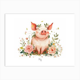 Little Floral Pig 1 Poster Art Print
