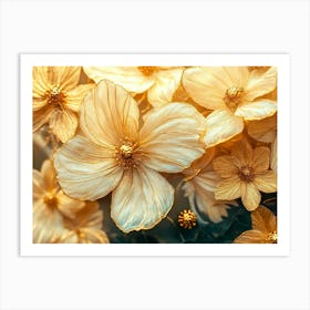 Golden Floral Background, Gold Nature Floral Art Print