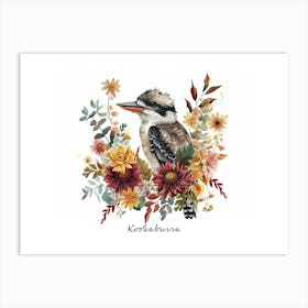 Little Floral Kookaburra 3 Poster Art Print
