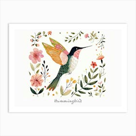 Little Floral Hummingbird 1 Poster Art Print