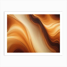 Abstract Background Of Swirling, Flowing Lines And Colors In Shades Of Brown, Beige, And White, Creating A Dynamic And Elegant Design Art Print