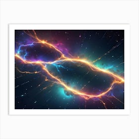 Cosmic Explosion Of Energy In The Form Of An Infinity Symbol, Surrounded By A Colorful Nebula And Shooting Stars Art Print