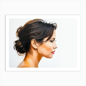 Side Profile Of Beautiful Woman Oil Painting 29 Art Print