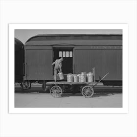 Unloading Cans Of Milk From Early Morning Train, Montrose, Colorado By Russell Lee Art Print