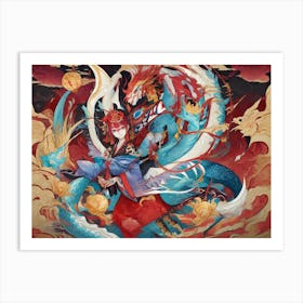 Dragon And Phoenix Art Print