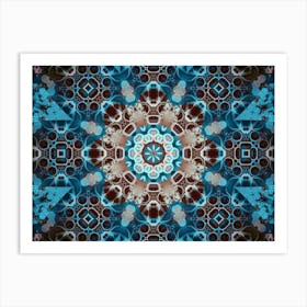 Abstract Mandala Blue Flower Art Print