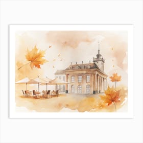 Watercolor Autumn Scene Art Print