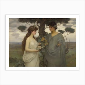 Two Women In Front Of A Tree Art Print