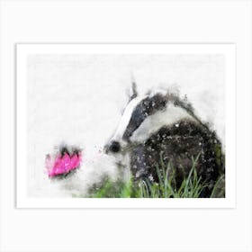 Badger And Butterfly Art Print