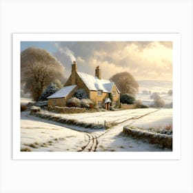 Snowfall In The Cotswolds Art Print