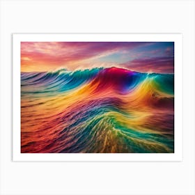 Rainbow Wave Design Colourful Art Print