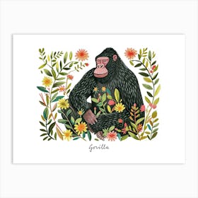 Little Floral Gorilla 4 Poster Art Print