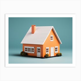 House On A Blue Background Art Print