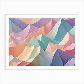 A Colorful, Low Poly Mountain Range With A Range Of Pastel Colors, Creating A Modern And Geometric Design Art Print