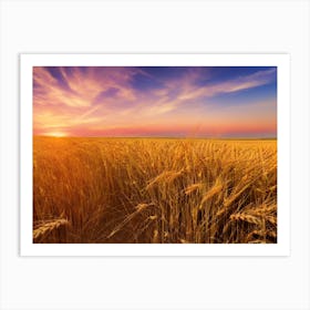 Sunset Over A Wheat Field 11 Art Print