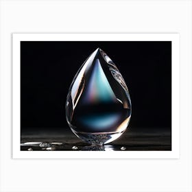 Single Tear Drop Captured In 3d And Hyper Realistic Style Against A Dark Background Expressing Poig Art Print