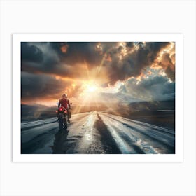 Rider On Red Bike (25) Art Print