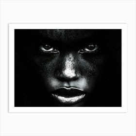 High contrast black and white portrait of a woman. Art Print