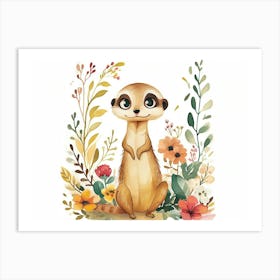 Little Floral Meerkat 3 Art Print