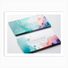 Bundle Of Creative Business Cards Featuring Watercolor Splashes Bursts Of Vibrant Colors In Shades (4) Art Print