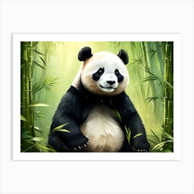 Cute Panda In The Forest Art Print