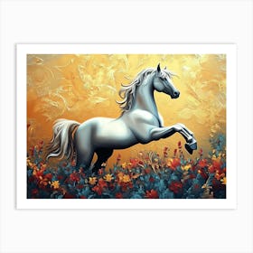 Fantasy Illustration of a Wild Unicorn Horse 3 Art Print