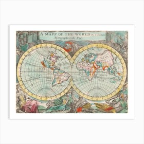 A Map Of The World (1682) Art Print