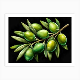 Olive Branch With Green Olives 1 Art Print