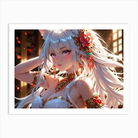 Anime Girl With White Hair Art Print