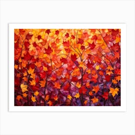 An Abstract Design Of Autumndisplaying A Group Of Maple Leaves With A Brilliant Interplay Of Leaf T (1) Art Print