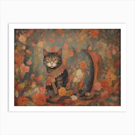 Cat In Autumn Art Print