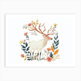 Little Floral Elk 3 Art Print