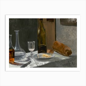 Still Life With Bottle, Carafe, Bread, And Wine , Claude Monet Art Print