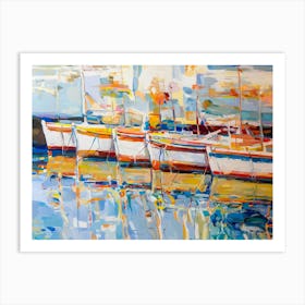 Boats In The Harbor Painting 1 Art Print