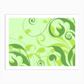 Green Floral Background Floral Decoration Flowers Design Art Print