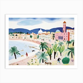 Livorno Italy Cute Watercolour Illustration 1 Art Print