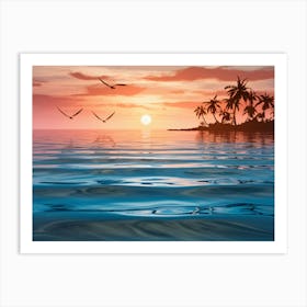 Sunset With Palm Trees 1 Art Print