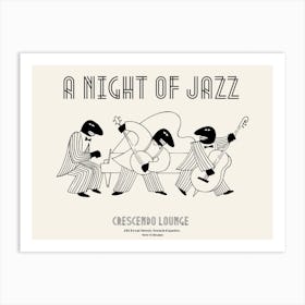 Jazz Scene Print, Louisiana Jazz Players, Landscape Poster Art Print