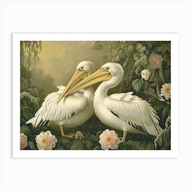 Floral Animal Illustration Pelican 2 Art Print