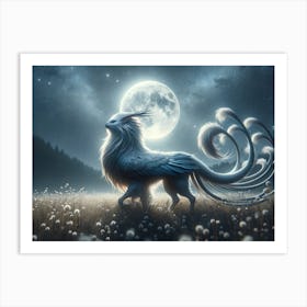 Moonlit Lion-Bird Art Print