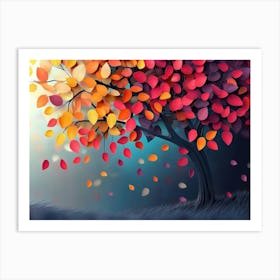 Design Of A Colorful Tree With Leaves On Hanging Branches Art Print