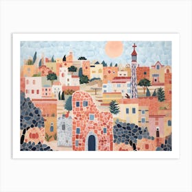 Barcelona Skyline Painting Landscape Art Print