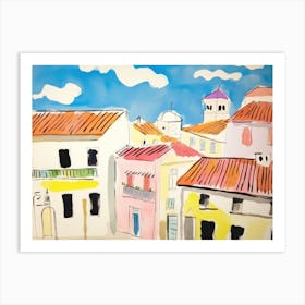 Piacenza Italy Cute Watercolour Illustration 1 Art Print