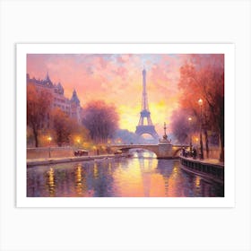 Paris, Eiffel Tower At Sunset 1 Art Print