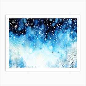 Blizzard Winter Wonderland - Winter Sky With Snowflakes Art Print