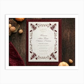 Antique Thanksgiving Invitation Embracing Baroque Flair Centered Marbled Design Hence Its Vintage C (4) Art Print