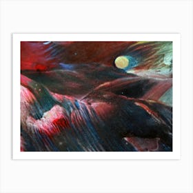 Yellow Moon Among The Crimson Sky Art Print