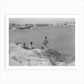 Es Fishing From Pier, Corpus Christi, Texas By Russell Lee Art Print