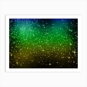 Green, Yellow Shining Star Background Art Print