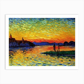 Sunset On The Seine Art Print